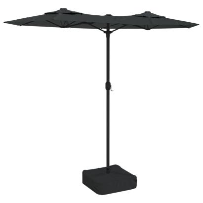 Umbrelă de soare cu două capete cu LED-uri antracit, 316x240 cm GartenMobel Dekor