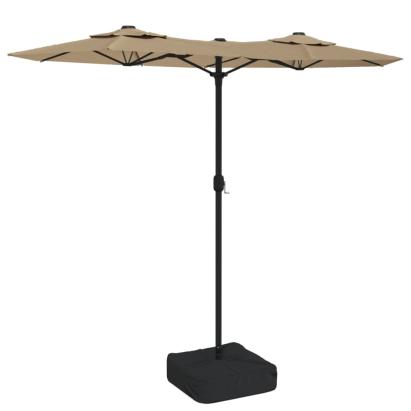 Umbrelă de soare cu două capete cu LED-uri gri taupe 316x240 cm GartenMobel Dekor