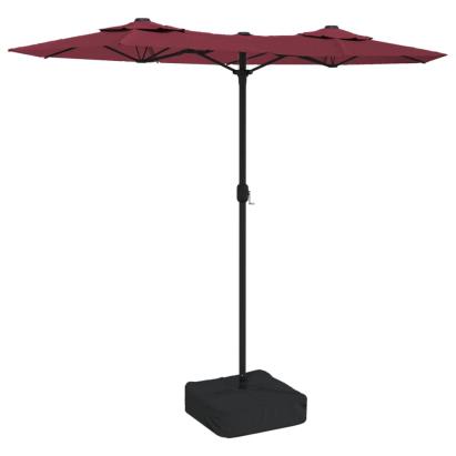 Umbrelă de soare două capete, cu LED-uri, roșu bordo 316x240 cm GartenMobel Dekor