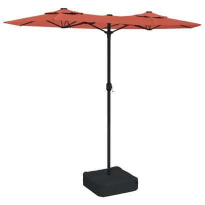 Umbrelă de soare cu două capete cu LED-uri cărămiziu 316x240 cm GartenMobel Dekor