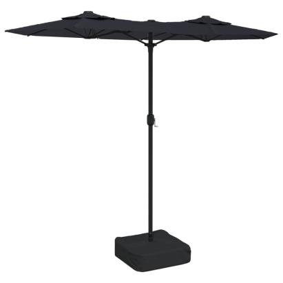 Umbrelă de soare cu două capete cu LED-uri, negru, 316x240 cm GartenMobel Dekor