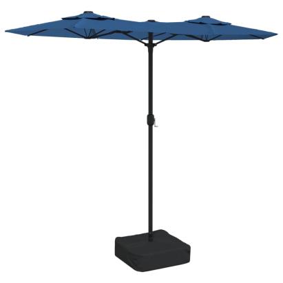 Umbrelă de soare cu două capete cu LED-uri albastru 316x240 cm GartenMobel Dekor