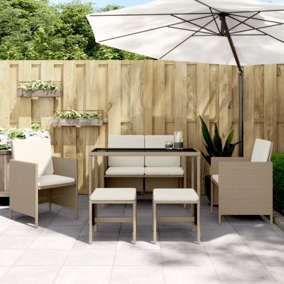 Set mobilier pentru grădină, 6 piese, cu perne, bej, poliratan GartenMobel Dekor