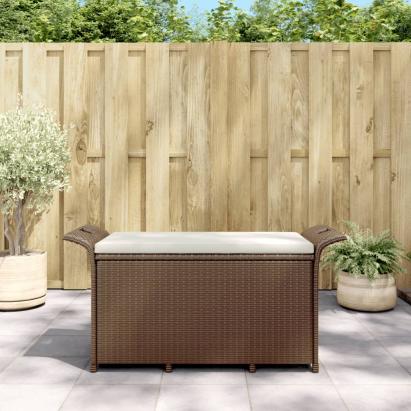 Bancă de grădină cu pernă, maro, 116x46x57 cm, poliratan GartenMobel Dekor