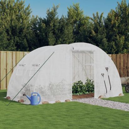 Seră cu cadru din oțel, alb, 8 m², 4x2x2 m GartenMobel Dekor