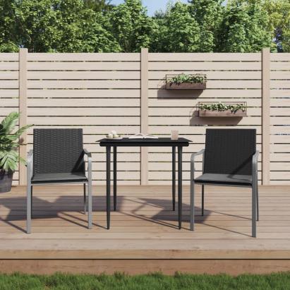 Scaune de grădină cu perne 2 buc. negru 56x59x84 cm poliratan GartenMobel Dekor