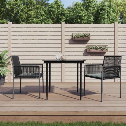 Scaune grădină cu perne 2 buc. negru 54x60,5x83,5 cm poliratan GartenMobel Dekor