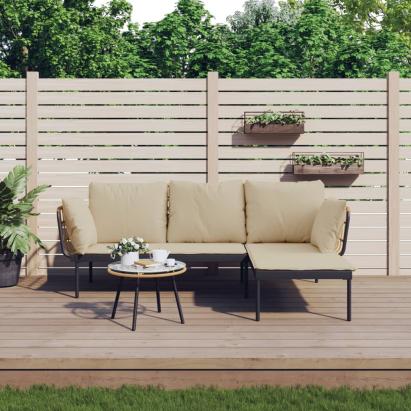 Set mobilier de grădină cu perne bej, 3 piese, poliratan GartenMobel Dekor