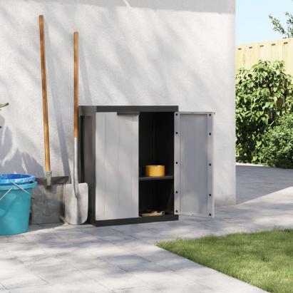 Dulap depozitare de exterior, gri și negru, 65x37x85 cm, PP GartenMobel Dekor