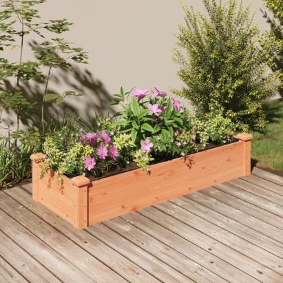Strat grădină înălțat cu căptușeală maro 120x45x25 cm lemn brad GartenMobel Dekor