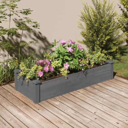 Strat grădină înălțat cu căptușeală gri 120x45x25 cm lemn brad GartenMobel Dekor