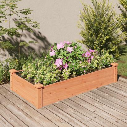 Strat grădină înălțat cu căptușeală maro 120x60x25 cm lemn brad GartenMobel Dekor