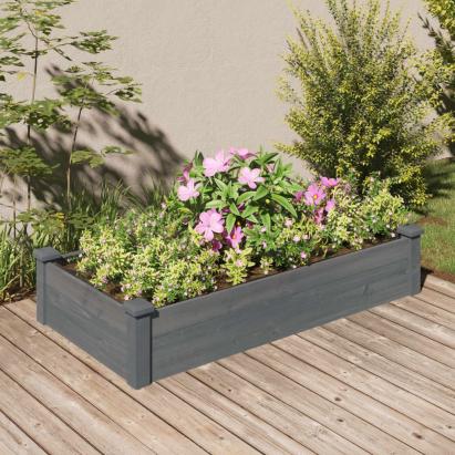 Strat grădină înălțat cu căptușeală gri 120x60x25 cm lemn brad GartenMobel Dekor
