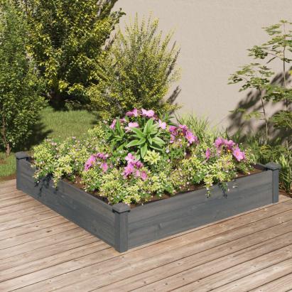 Strat grădină înălțat cu căptușeală gri 120x120x25 cm lemn brad GartenMobel Dekor