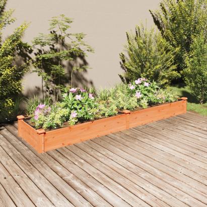 Strat grădină înălțat cu căptușeală maro 240x60x25 cm lemn brad GartenMobel Dekor