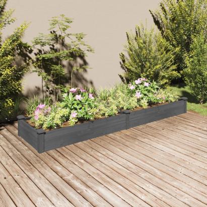 Strat grădină înălțat cu căptușeală gri 240x60x25 cm, lemn brad GartenMobel Dekor