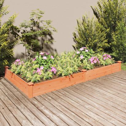 Strat grădină înălțat cu căptușeală maro 240x120x25cm lemn brad GartenMobel Dekor