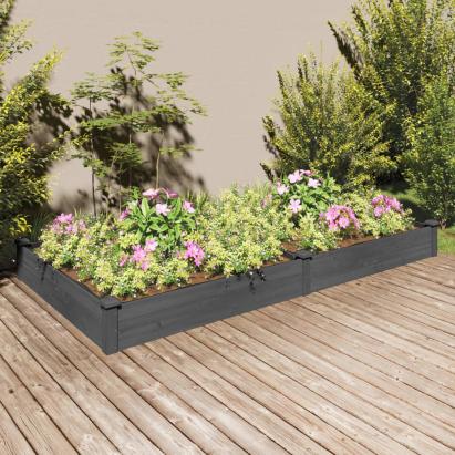 Strat grădină înălțat cu căptușeală gri 240x120x25cm, lemn brad GartenMobel Dekor