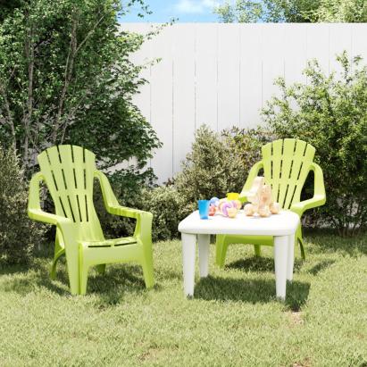 Scaune grădină de copii 2 buc. verde 37x34x44 cm PP aspect lemn GartenMobel Dekor