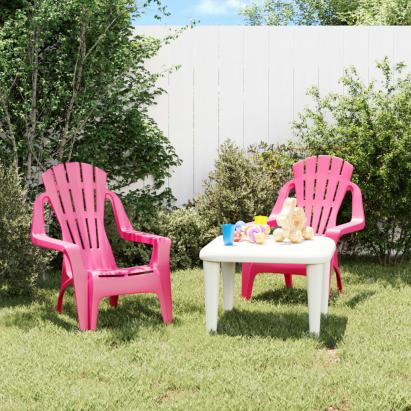 Scaune grădină de copii 2 buc. roz 37x34x44 cm PP aspect lemn GartenMobel Dekor