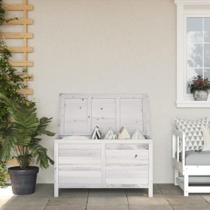 Ladă depozitare de grădină alb 99x49,5x58,5 cm lemn masiv brad GartenMobel Dekor