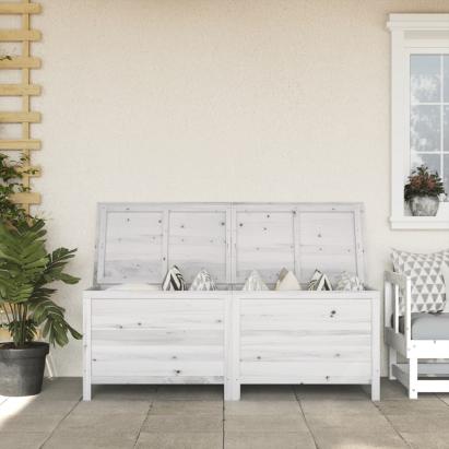 Ladă depozitare de grădină alb 150x50x56,5 cm lemn masiv brad GartenMobel Dekor