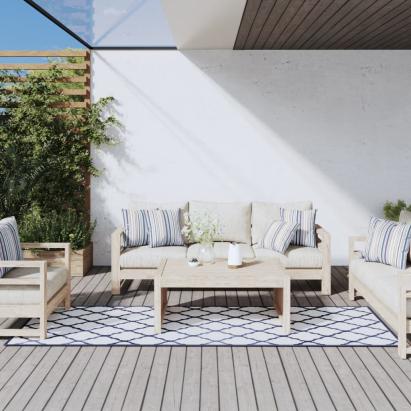 Covor de exterior, bleumarin/alb, 80x250 cm, design reversibil GartenMobel Dekor