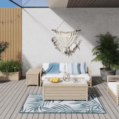 Covor de exterior, acvamarin/alb, 80x150 cm, design reversibil GartenMobel Dekor