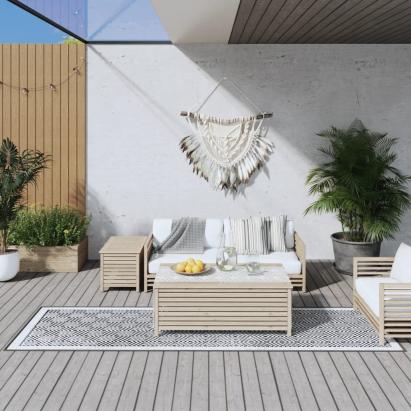 Covor de exterior, gri și alb, 80x250 cm, design reversibil GartenMobel Dekor