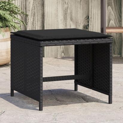 Scaune de grădină cu perne, 4 buc. negru 41x41x36 cm poliratan GartenMobel Dekor