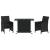 Set bistro cu perne, 3 piese, negru, poliratan GartenMobel Dekor