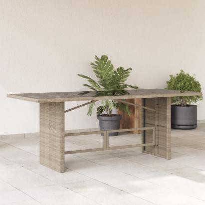 Masă de grădină cu blat din sticlă gri deschis, 190x80x74 cm GartenMobel Dekor