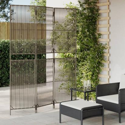 Separator de cameră cu 3 panouri, gri, poliratan GartenMobel Dekor
