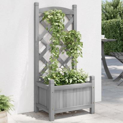 Jardinieră cu spalier, gri, lemn masiv de brad GartenMobel Dekor