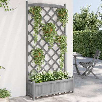 Jardinieră cu spalier, gri, lemn masiv de brad GartenMobel Dekor