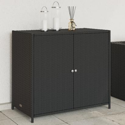 Dulap depozitare de grădină, negru, 83x45x76 cm, poliratan GartenMobel Dekor