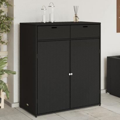 Dulap depozitare de grădină, negru, 105x55x113 cm, poliratan GartenMobel Dekor