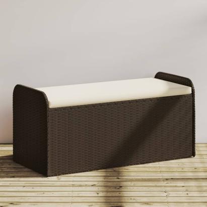 Bancă de depozitare cu pernă, maro, 115x51x52 cm, poliratan GartenMobel Dekor