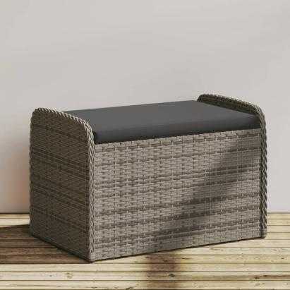 Bancă de depozitare cu pernă, gri, 80x51x52 cm, poliratan GartenMobel Dekor