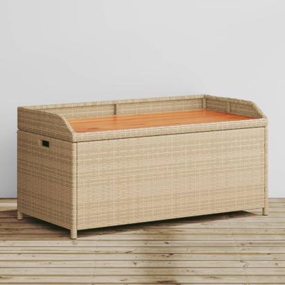 Bancă depozitare grădină, bej mix 100x50x52 cm poliratan/acacia GartenMobel Dekor