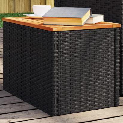 Mese laterale de grădină 2 buc. negru 55x34x37cm lemn/poliratan GartenMobel Dekor