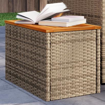 Mese laterale de grădină 2 buc. bej 55x34x37cm lemn/poliratan GartenMobel Dekor