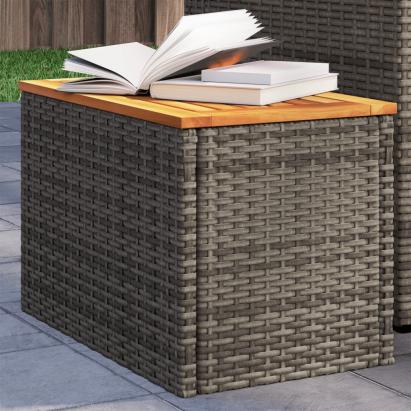 Mese laterale de grădină 2 buc. gri 55x34x37cm lemn/poliratan GartenMobel Dekor