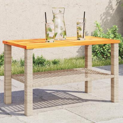 Masă de grădină, bej, 70x38x42 cm, poliratan și lemn acacia GartenMobel Dekor