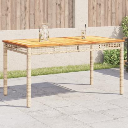 Masă de grădină, bej, 140x80x75 cm, poliratan și lemn acacia GartenMobel Dekor