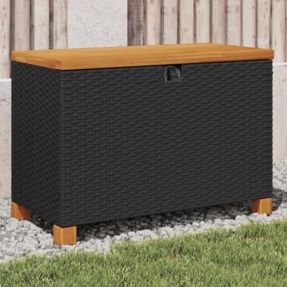 Cutie depozitare grădină negru 80x40x48cm lemn acacia poliratan GartenMobel Dekor