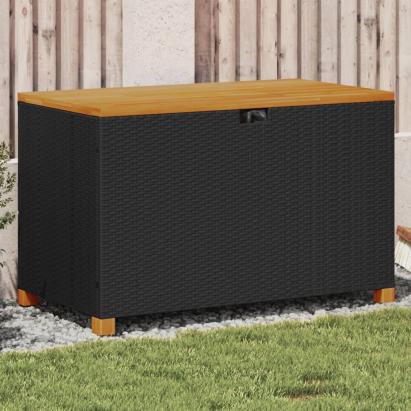 Ladă depozitare grădină negru 110x55x63cm lemn acacia poliratan GartenMobel Dekor