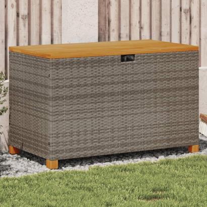Cutie depozitare grădină gri 110x55x63 cm lemn acacia poliratan GartenMobel Dekor