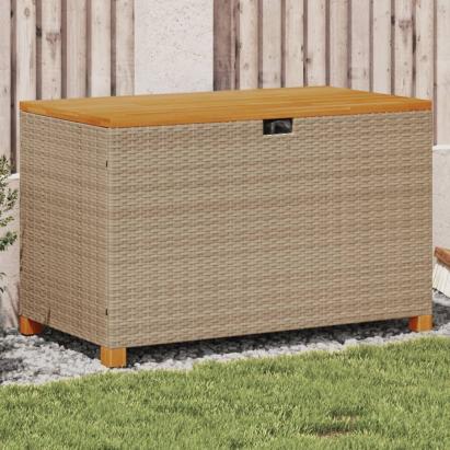 Cutie depozitare grădină bej 110x55x63 cm lemn acacia poliratan GartenMobel Dekor