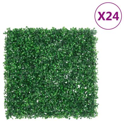 Gard din frunze de arbust artificiale, 24 buc., verde, 50x50 cm GartenMobel Dekor